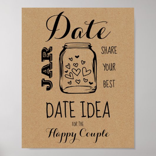 ブライダルシャワーゲームの日程アイデアサイン ポスター (正面)