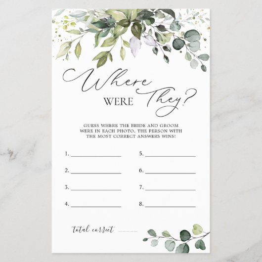 ブライダルシャワーゲームの緑の場所 チラシ (正面)