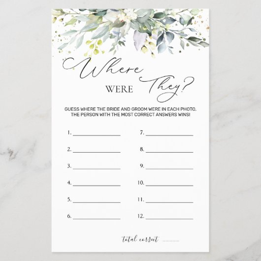 ブライダルシャワーゲームの緑の場所 チラシ (正面)