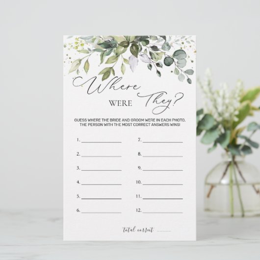 ブライダルシャワーゲームの緑の場所 便箋 (スタンド正面)