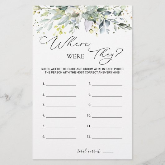 ブライダルシャワーゲームの緑の場所 便箋 (正面)