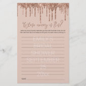 ブライダルシャワーゲームの記憶バラ金ゴールドグリッター (正面)