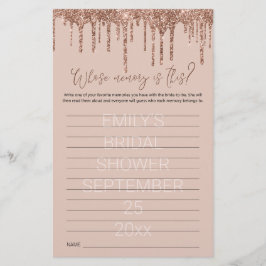 ブライダルシャワーゲームの記憶バラ金ゴールドグリッター