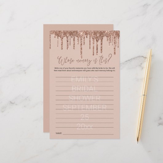 ブライダルシャワーゲームの記憶バラ金ゴールドグリッター (正面/裏面インサイチュ)