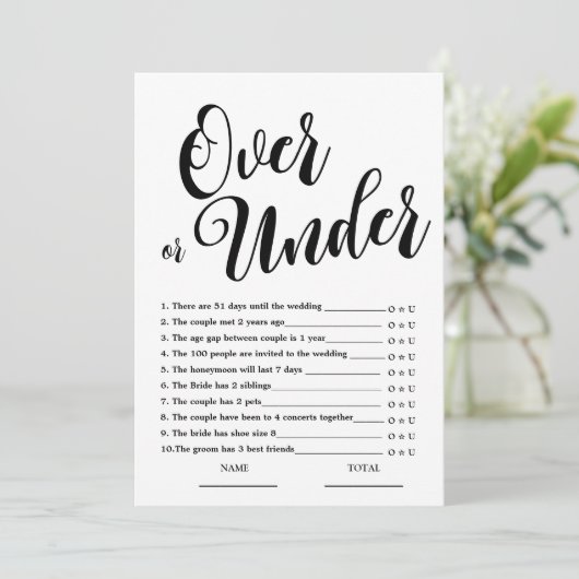 ブライダルシャワーゲームの超過シンプルまたは超過 招待状 (スタンド正面)