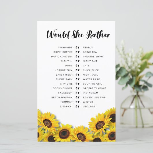 ブライダルシャワーゲームは彼女はむしろヒマワリ (スタンド正面)