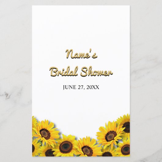 ブライダルシャワーゲームは彼女はむしろヒマワリ (裏面)