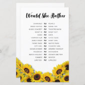 ブライダルシャワーゲームは彼女はむしろヒマワリ (正面/裏面)