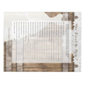 ブライダルシャワーゲームイン素朴ウッドデザイン ノートパッド (正面)