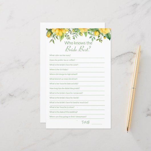 ブライダルシャワーゲームカードの知識 (正面/裏面インサイチュ)