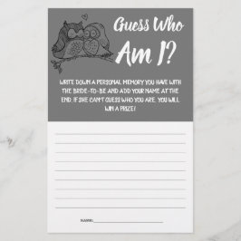 ブライダルシャワーゲームカード私は誰？フライヤー チラシ