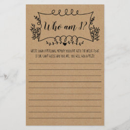 ブライダルシャワーゲームカード チラシ