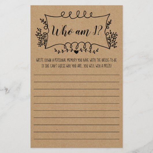 ブライダルシャワーゲームカード チラシ (正面)