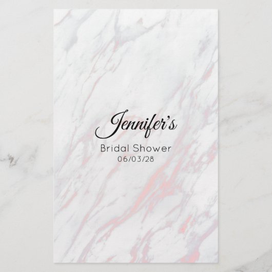 ブライダルシャワーゲームグレー大理石推測ザ・ドレス チラシ (裏面)