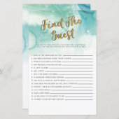 ブライダルシャワーゲームゲストゲームを見つけるティール(緑がかった色)金ゴールド (正面/裏面)