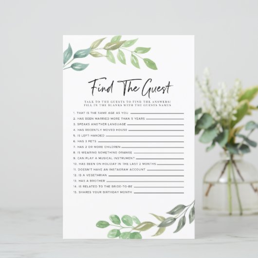 ブライダルシャワーゲームゲストゲームグリーンを見つける (スタンド正面)