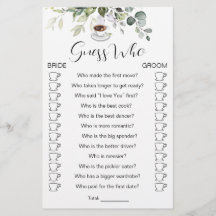 ブライダルシャワーゲームコーヒーをテーマにしたゲームカードフライヤー