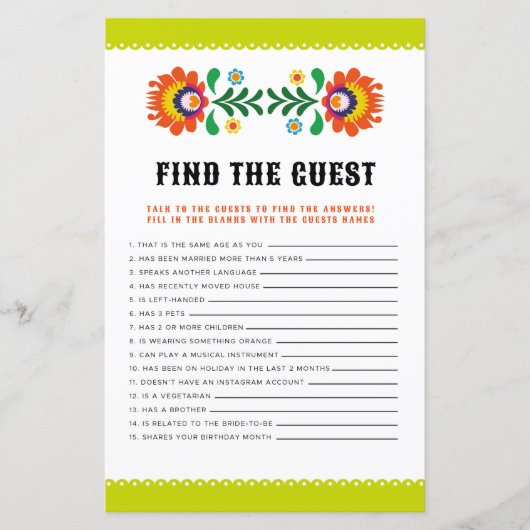 ブライダルシャワーゲームズザゲストゲームフィエスタ (正面)