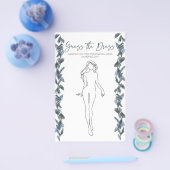 ブライダルシャワーゲームセージSilve推測ドレスカード チラシ (シングル)