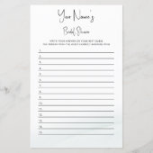 ブライダルシャワーゲームソフトグリーン洗浄回答カード (正面)