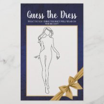 ブライダルシャワーゲームネイビー金ゴールドはドレスを推測