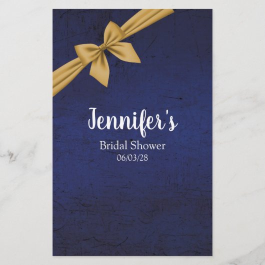 ブライダルシャワーゲームネイビー金ゴールドはドレスを推測 チラシ (裏面)