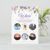 ブライダルシャワーゲームパープルフローラフォトカード 招待状 (スタンド正面)