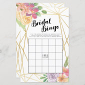 ブライダルシャワーゲームビンゴゲー結婚ムのピンクフローラ (正面/裏面)
