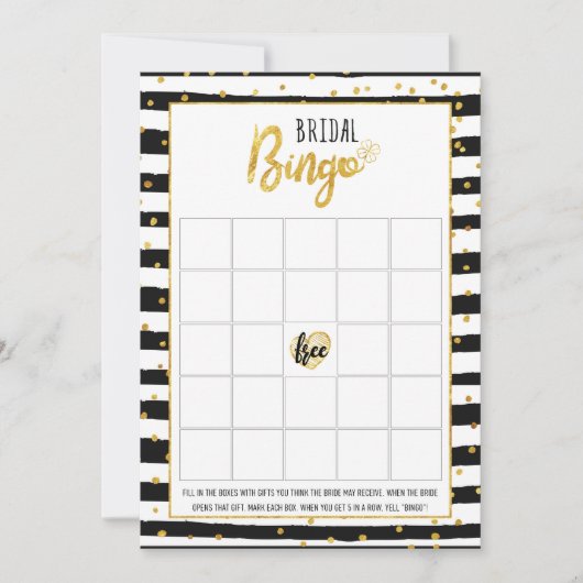 ブライダルシャワーゲームビンゴ| ゴールドコンフェッティ 招待状 (正面)