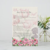 ブライダルシャワーゲームピンクのチューリップ誰が知っ最高のている 便箋 (スタンド正面)