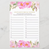 ブライダルシャワーゲームピンクフローラ回答カード (正面)