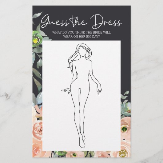 ブライダルシャワーゲームフローラはドレスカードを推測 チラシ (正面)
