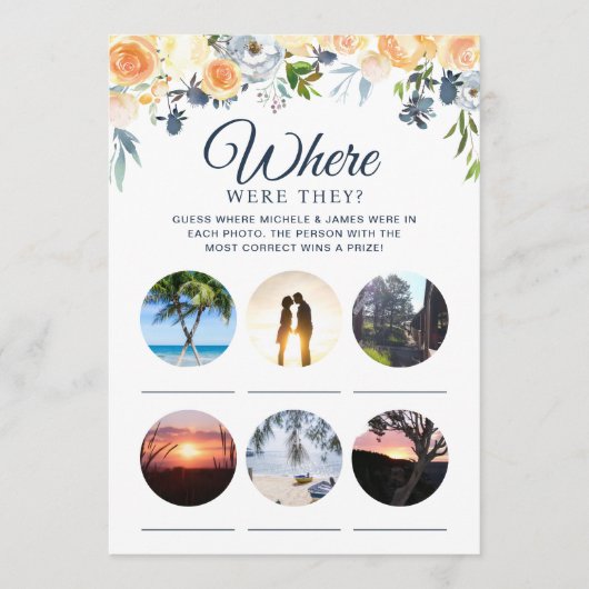 ブライダルシャワーゲームフローラフォトカード 招待状 (正面)