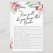 ブライダルシャワーゲームブライドをよく知っている (正面/裏面)