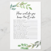 ブライダルシャワーゲームブライドをよく知っている (正面)