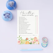 ブライダルシャワーゲームブライド柑橘類フローラを知る チラシ (シングル)