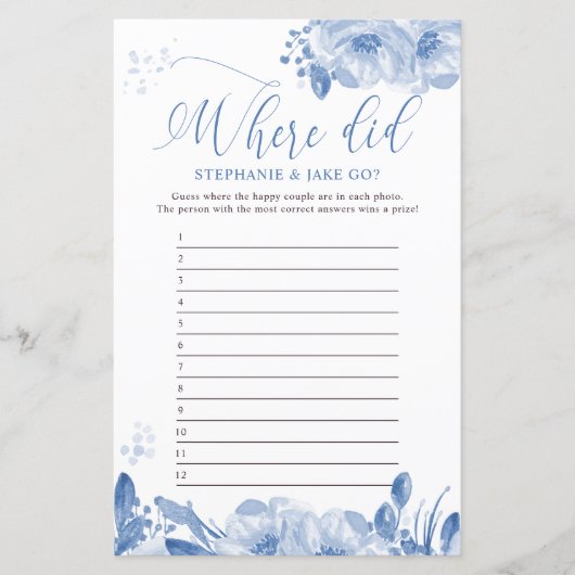 ブライダルシャワーゲームブルーフローラどこ行ったの？ (正面)