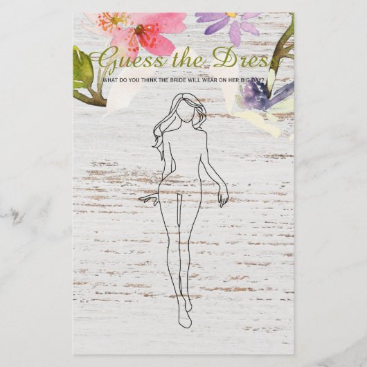 ブライダルシャワーゲームホワイトウッドピンクはドレスを推測 チラシ (正面)