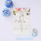 ブライダルシャワーゲームホワイトウッドピンクはドレスを推測 チラシ (シングル)