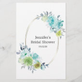 ブライダルシャワーゲームライトブルー推測ドレスカード チラシ (裏面)