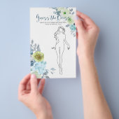 ブライダルシャワーゲームライトブルー推測ドレスカード チラシ (ハンドル)