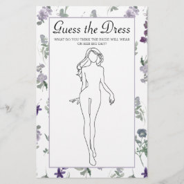 ブライダルシャワーゲームラベンダーフローラはドレスを推測 チラシ