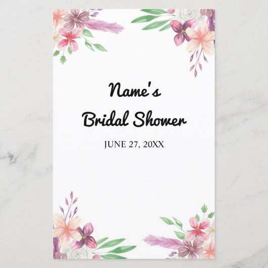 ブライダルシャワーゲームワードスクランブルゲームピンクフローラ (裏面)