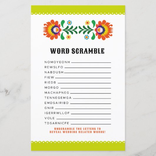 ブライダルシャワーゲームワードスクランブルゲームフェスタ (正面)