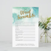 ブライダルシャワーゲームワードスクランブルゲームブルー金ゴールド (スタンド正面)