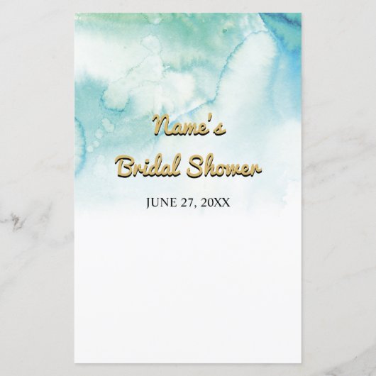 ブライダルシャワーゲームワードスクランブルゲームブルー金ゴールド (裏面)