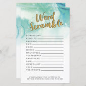 ブライダルシャワーゲームワードスクランブルゲームブルー金ゴールド (正面/裏面)