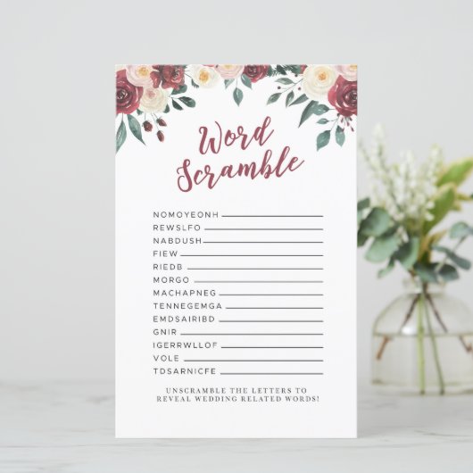 ブライダルシャワーゲームワードスクランブルゲームレッドフローラ (スタンド正面)