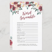 ブライダルシャワーゲームワードスクランブルゲームレッドフローラ (正面/裏面)