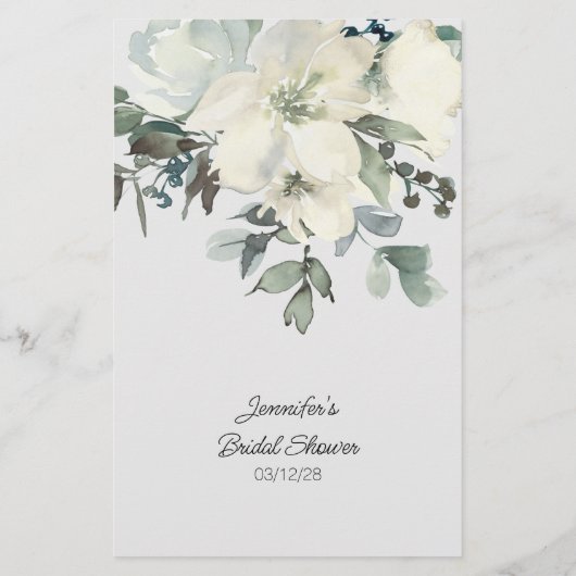 ブライダルシャワーゲームワード検索アイボリーホワイトフローラ (裏面)